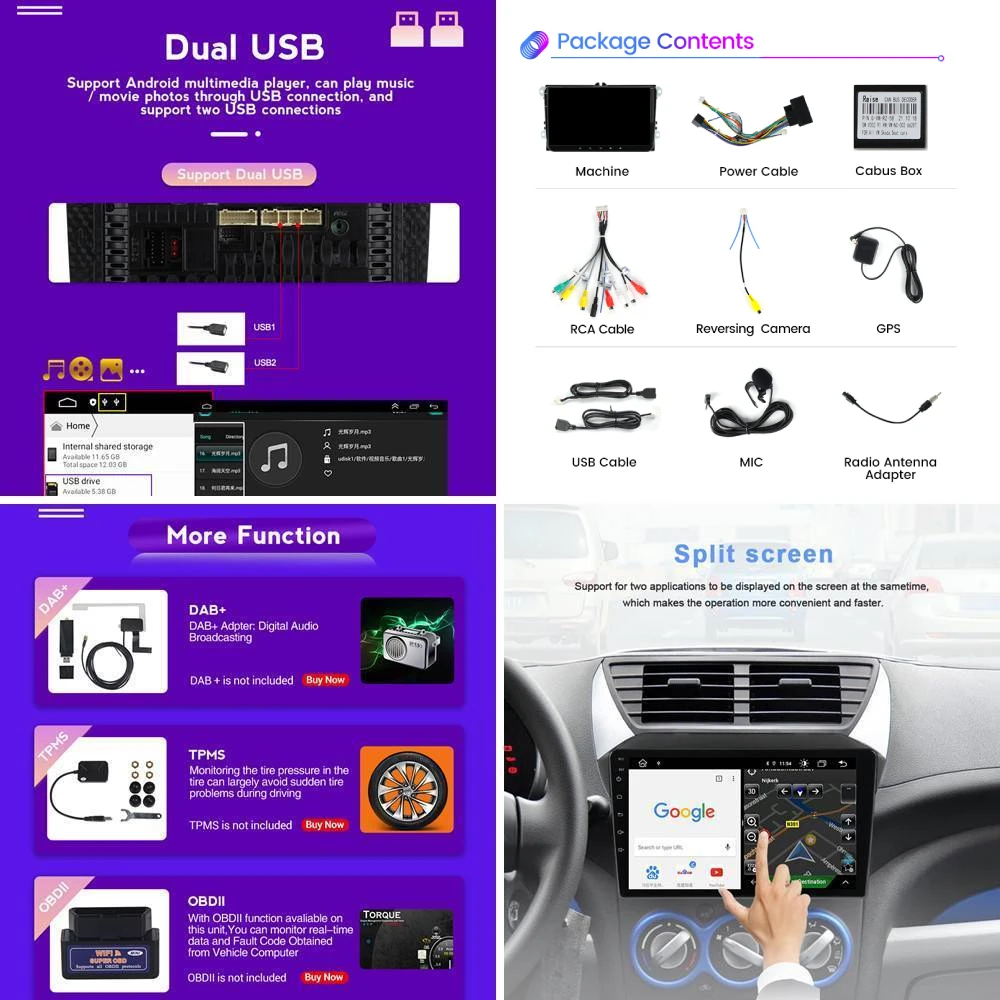 Автомагнитола 2DIN для Volkswagen VW Passat B6 B7 CC Tiguan Touran GOLF POLO Carplay Wi-Fi SWC |