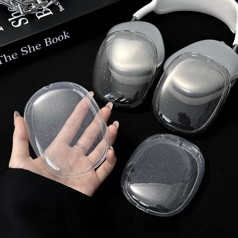 Фото 1 пара чехлов для наушников Apple Airpods Max, защитный чехол, блестящий прозрачный мягкий чехол из ТПУ для наушников Apple Airpods Max 2 №1