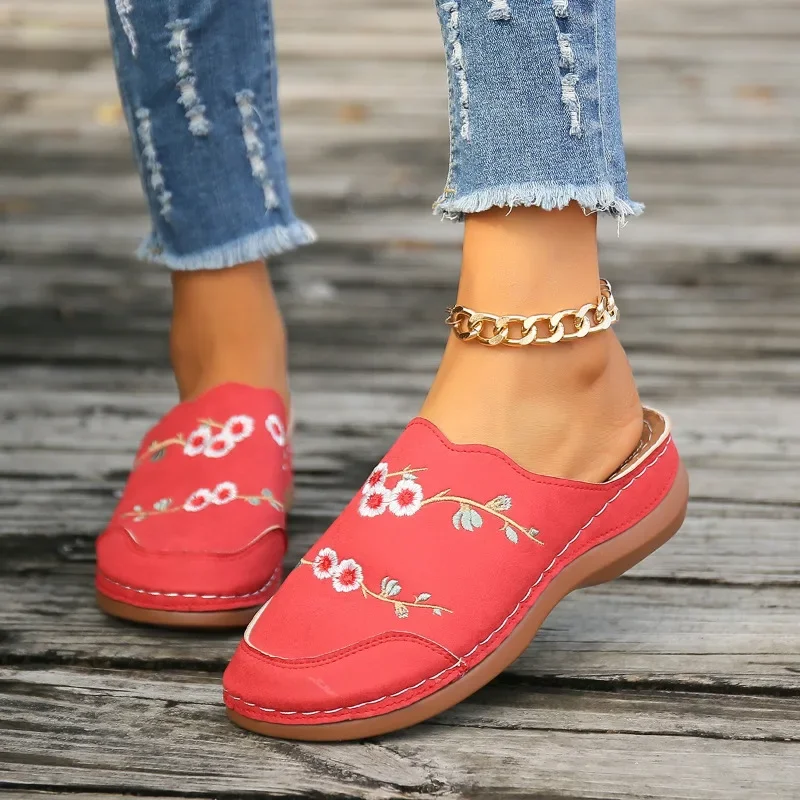 Шлепанцы женские на танкетке винтажные сандалии для диабетиков