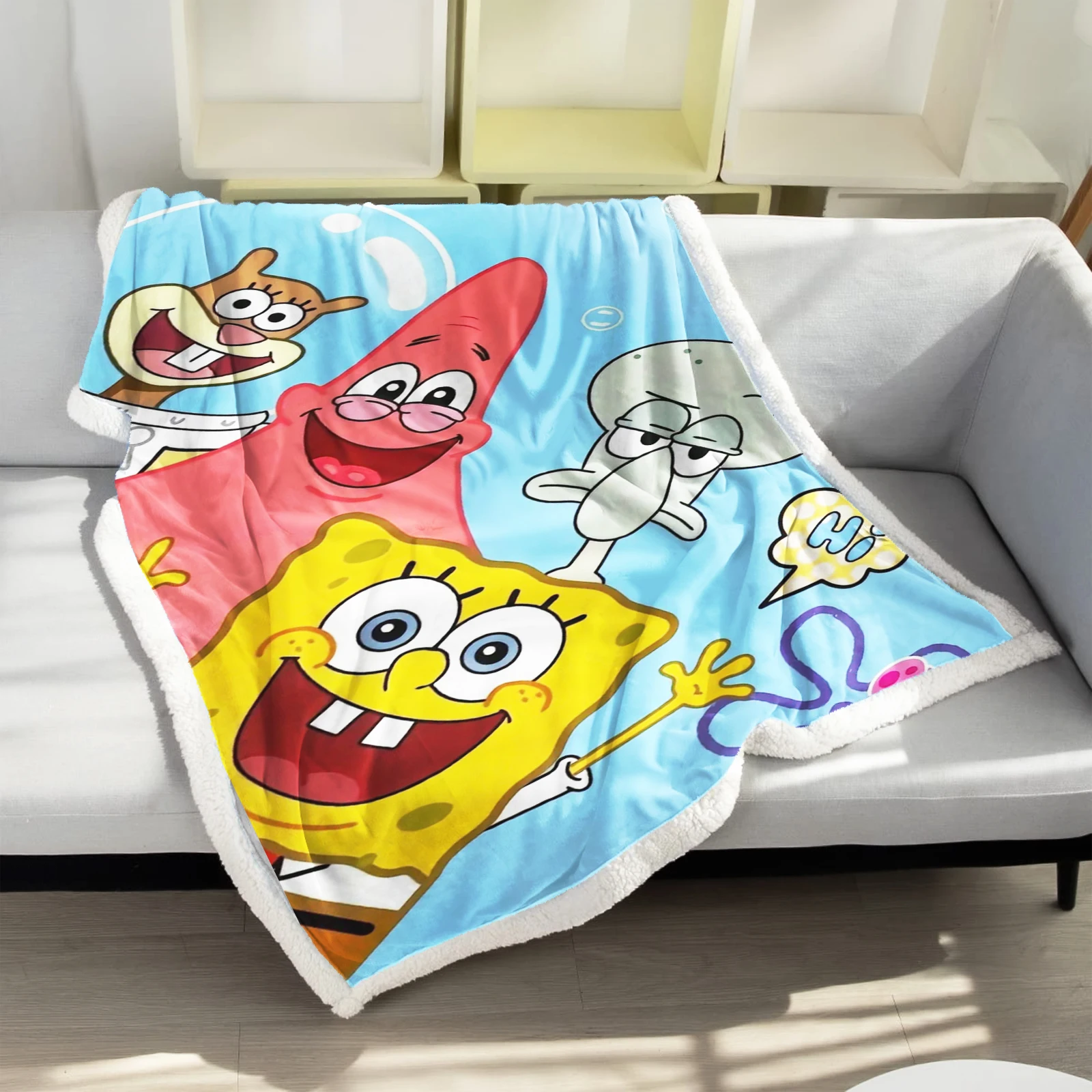 ТКАНЕВОЕ одеяло Губка Боб из микрофибры аниме одеяла и пледы домашние Плюшевые
