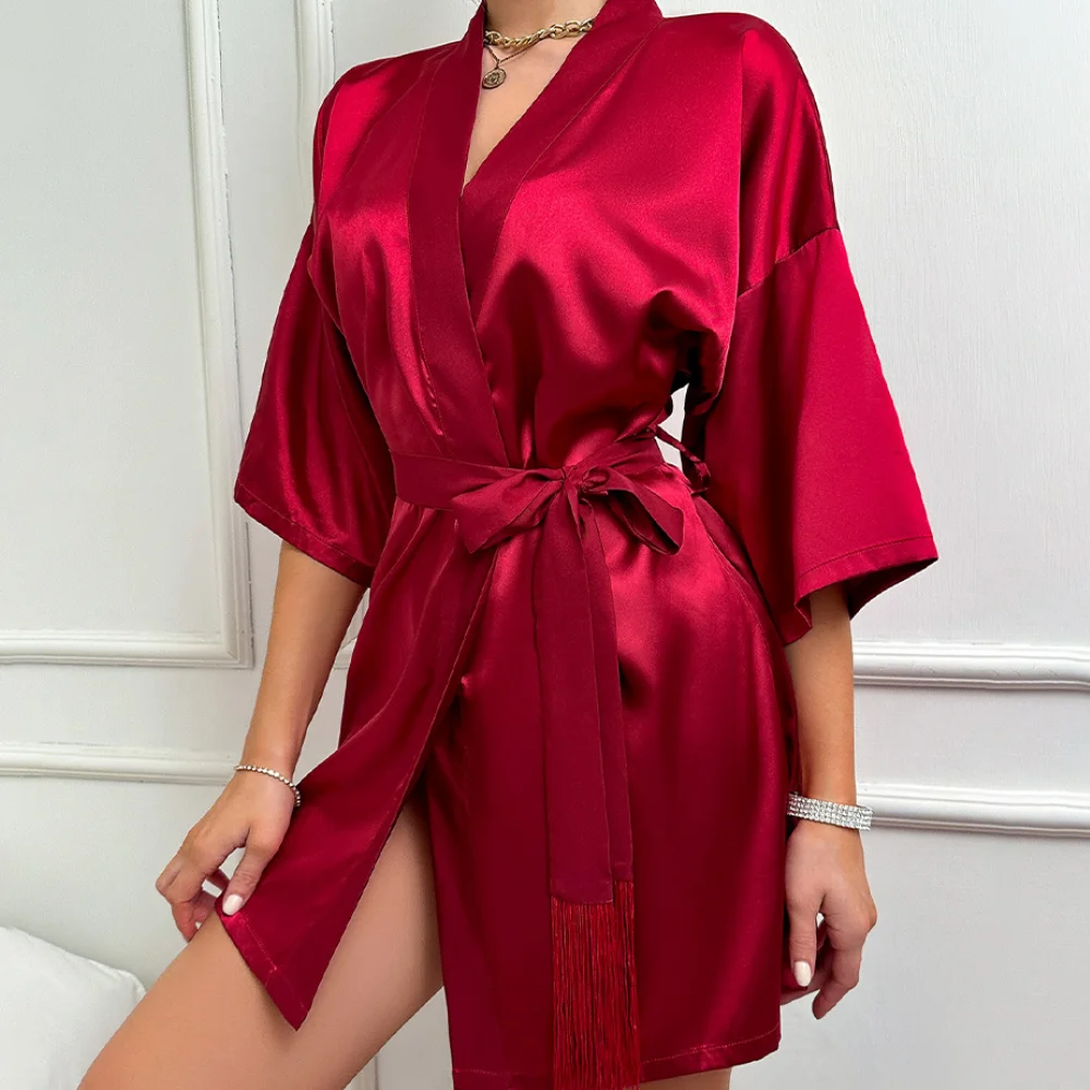 Халат женский свадебный атласный пикантная ночная рубашка для невесты подружки