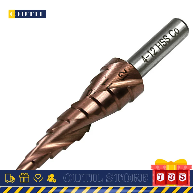 1pcs M35 HSSCO Cobalt Step Drill Bit Hex Shank HSS Cone Metal Drill Bits Tool Set Hole Cutter Stainless Steel