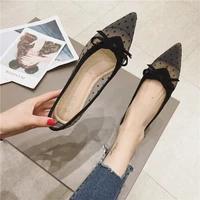 air mesh breathable pointy toe shallow single shoes woman summer transparent lace polka dot bowknot loafers comfy moccasins chic