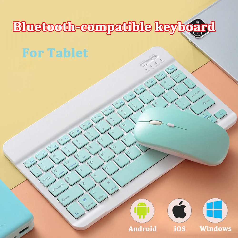 

10 inch Wireless Keyboard and Mouse For iPad Xiaomi Huawei Tablet Mini Bluetooth-compatible Keyboard For Computer Phone Laptop