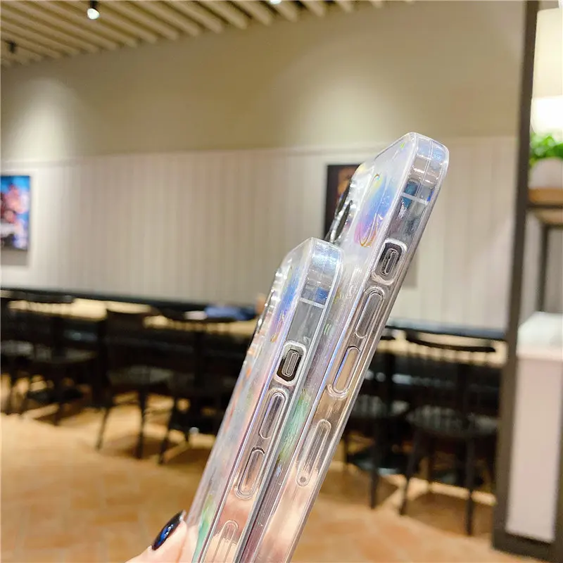 Блестящий Прозрачный чехол для телефона IPhone 13 Pro Max 12 11 XR XS X 7 8 Plus SE мягкий