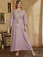 toleen oversized plus size elegant dresses women party long sleeve pink large dress 2022 ladies evening muslim festival clothing