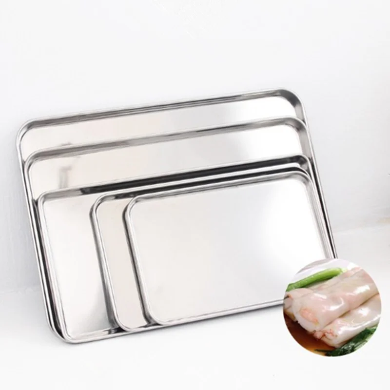 

Cake Baking Pastry Storage Trays Stainless Steel Steamed Sausage Dish Rectangle Fruit Plate Restaurant Hotel Bread Loaf Pans
