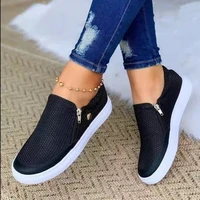 ladies flat shoes fall 2022 hit zipper wedge ballet shoes fashion pu design canvas loafers denim round toe sneakers plus size 43