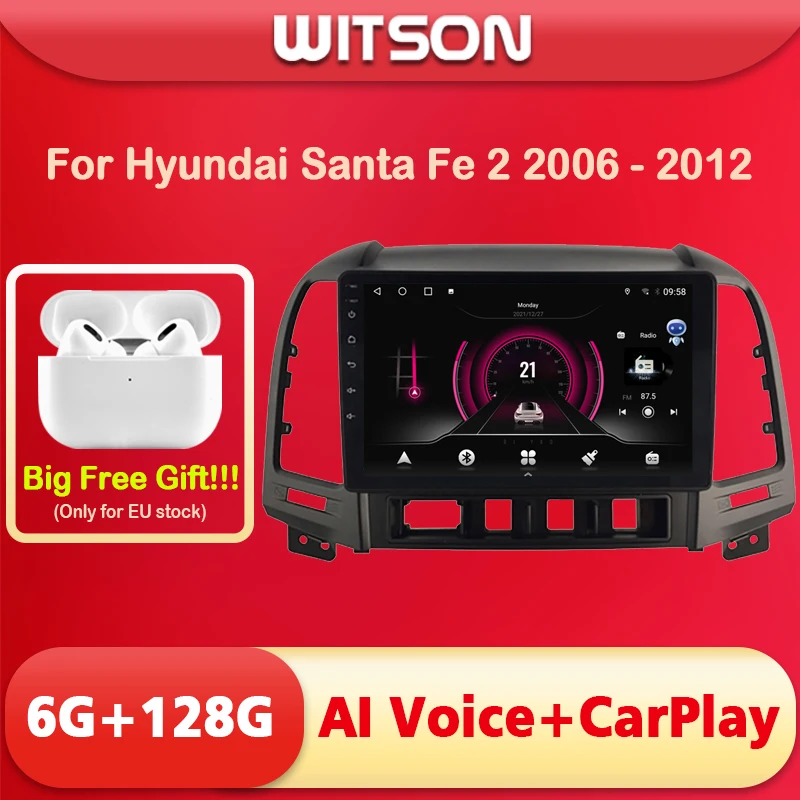 Автомобильная Мультимедийная система WITSON AI VOICE Android 11 для Hyundai Santa Fe 2 2006 2007 2008 2009 2010-