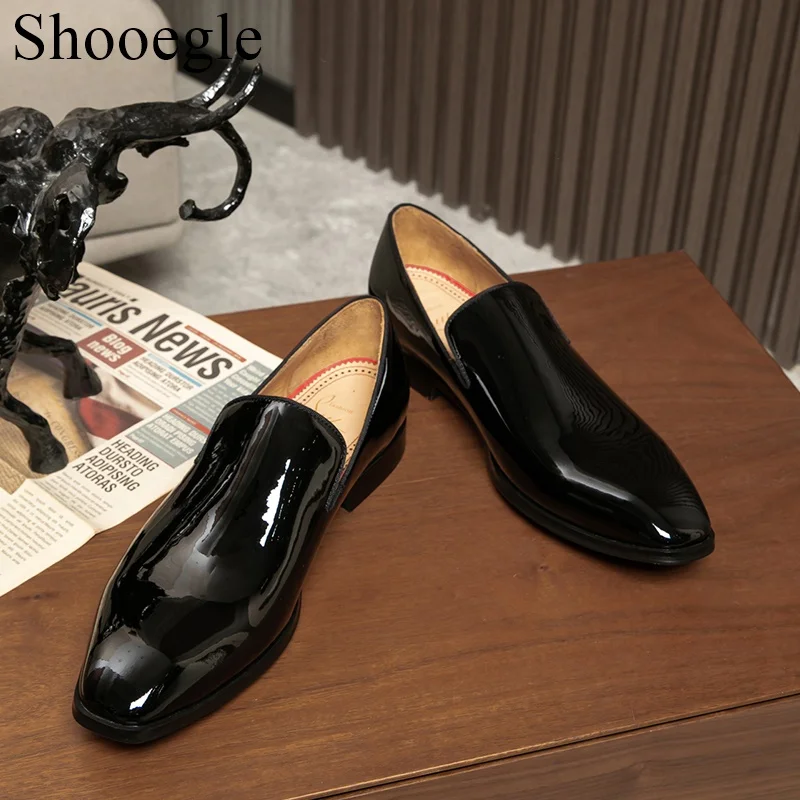 Men Dress Leather Shoes Slip on Patent Leather Mens Casual Oxford Shoe Moccasin Glitter Male Footwear Pointed Toe Shoes for Men 6 Men Dress Leather Shoes Slip on Patent Leather Mens Casual Oxford Shoe Moccasin Glitter Male Footwear Pointed Toe Shoes for Men 6