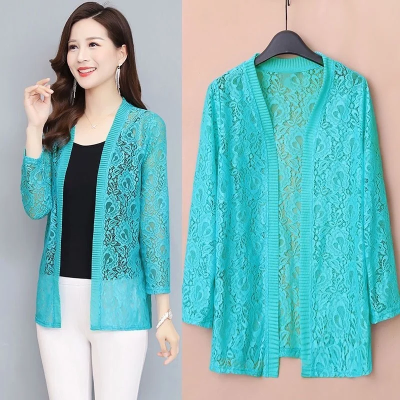 

Spring Summer Women Cardigan Long Sleeve Female Cardigans Women Lace Jacket Ladies Shawl Outerwear