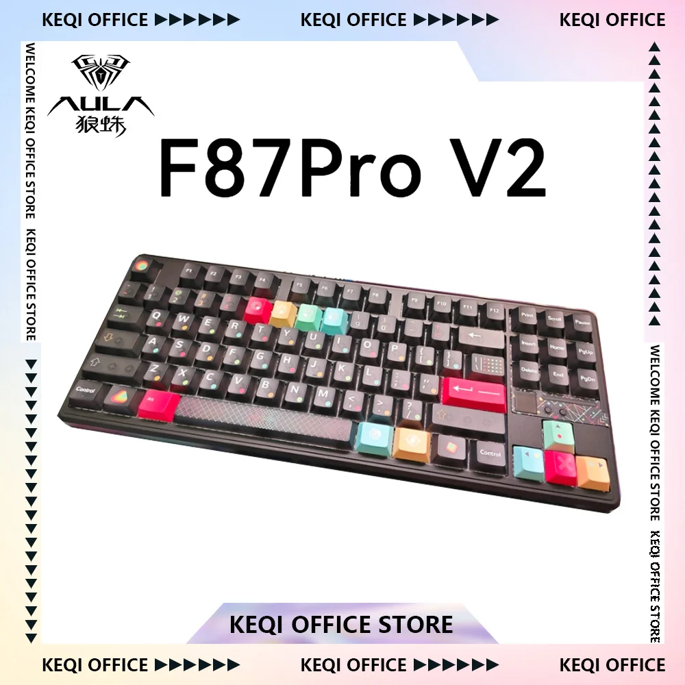 Фото AULA F87 Pro V2 Беспроводная механическая клавиатура, 3 режима, морской купольный переключатель, длительный срок службы батареи, игровая клавиатура RGB с возможностью горячей замены, подарки на заказ №1
