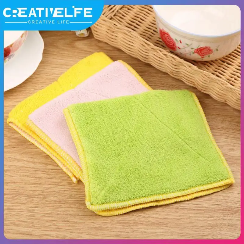 

Cleaning Cloths Wipes Good Air Permeability Easy To Clean Dish Towels Fiber Double-sided Absorbent Dishwashing Towel Rag Padded