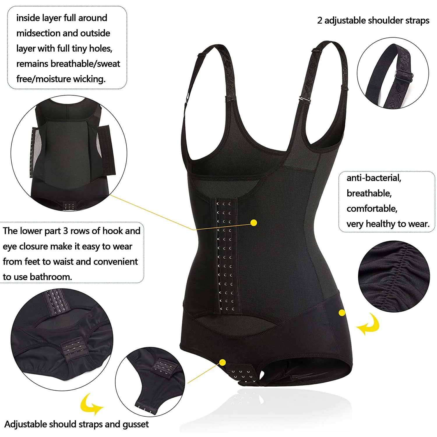 Корсет утягивающий Женский боди с регулируемыми бретелями для живота