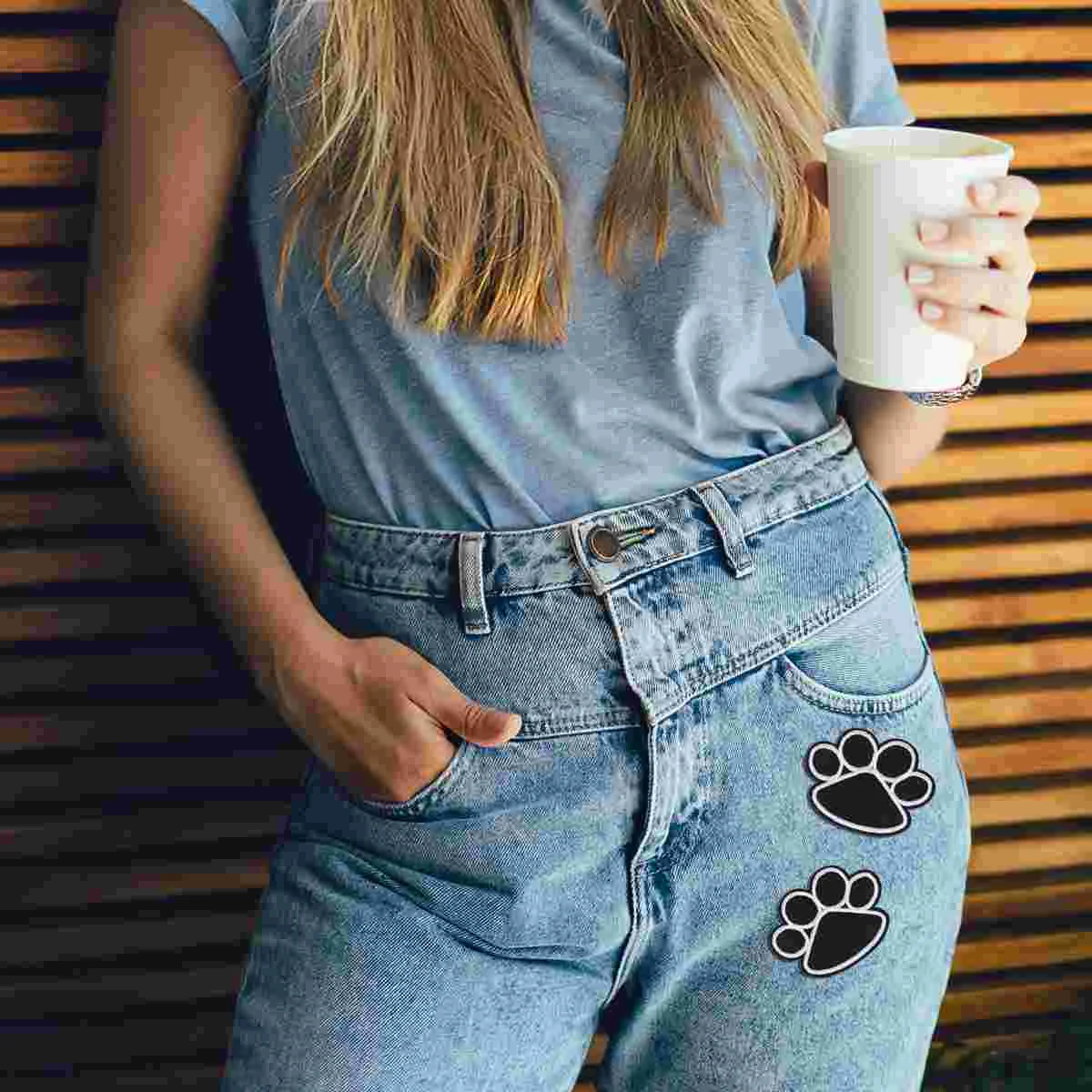 

On Dog Iron Patch Clothes Paw Applique Sewing Embroidery Sew Badges Backpackembroidered Appliques Jackets Puppy Shirt Jeans