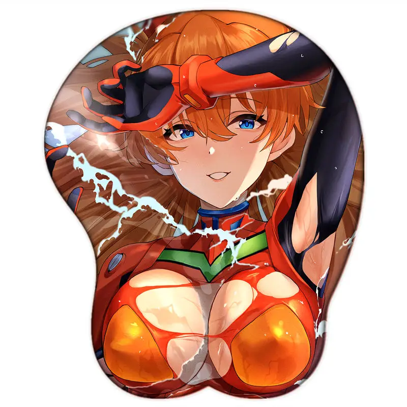 Evangelion 00/02 Asuka Rei Mari Sexy Big Oppai Mousepad Cute Manga Kawaii 3D gamer Mouse Pad with Wrist Rest Silicone Gel | Компьютеры и