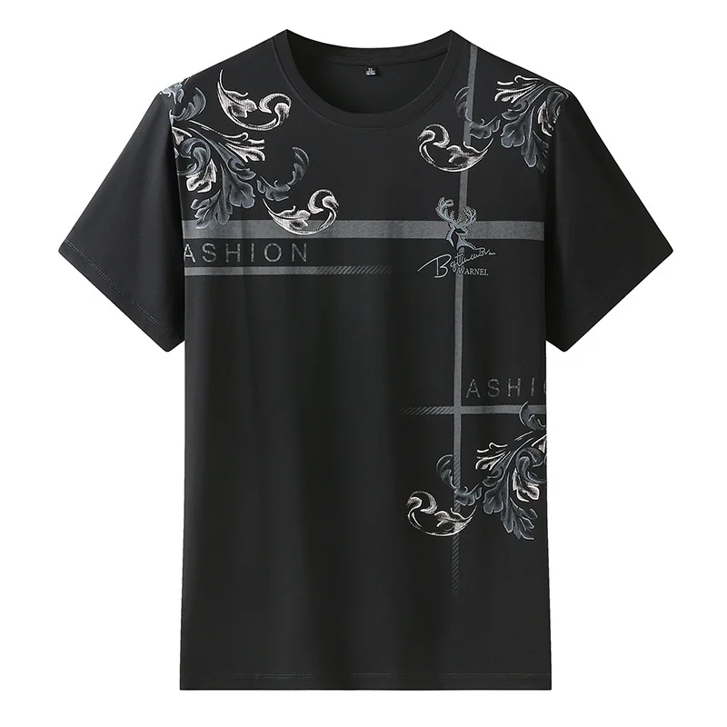 

New Arrival Super Large Summer Young Men's Round Neck Printed Short Sleeve T-shirt Plus Size 2XL 3XL 4XL 5XL 6XL 7XL 8XL