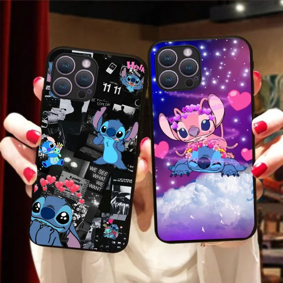 Черный чехол B-17 Lilo &amp Stitch для Xiaomi Poco X4 X5 C65 Redmi 12C Note 12 7A 7 12S Turbo Pro Plus 5G