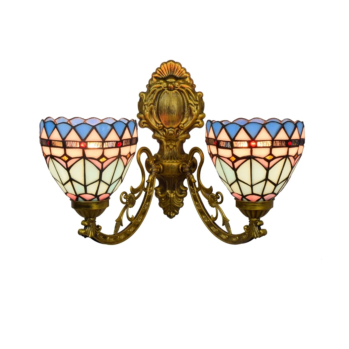 

Британский минималистичный креативный витражный коридор с одной головкой, настенная лампа с двойной головкой, Средиземноморское синее кре...