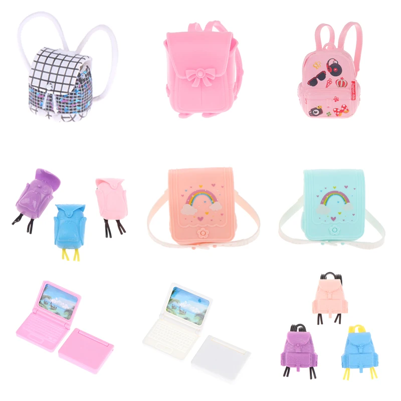 School Bags Books Laptop Ruler Doll&lsquo;s Different Study Supp