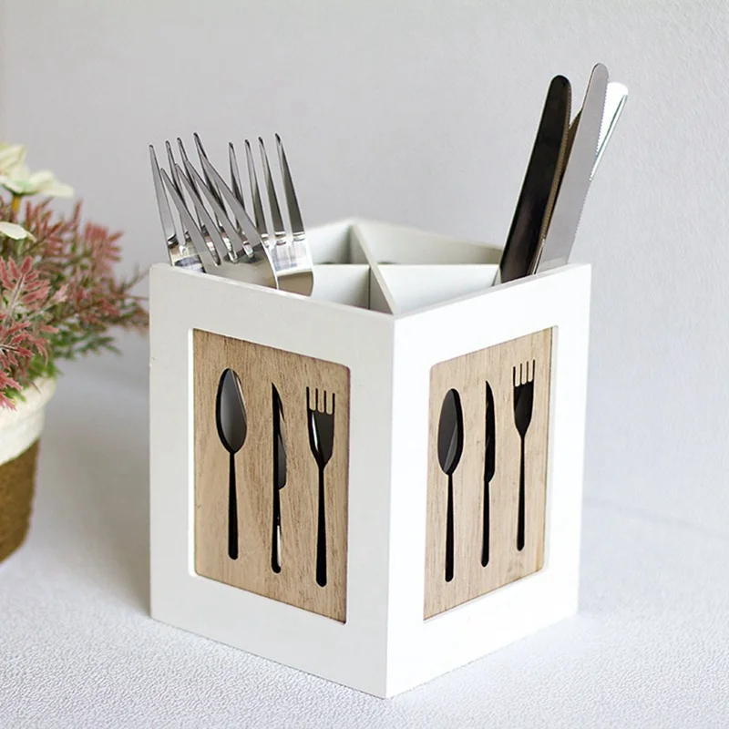 

Многофункциональная деревянная коробка для хранения столовых приборов, стойка-держатель для столовых приборов, органайзер-держатель для к...