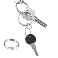 50pcs 15mm pocket connectors clasps keychain split key ring stainless steel loop hoop