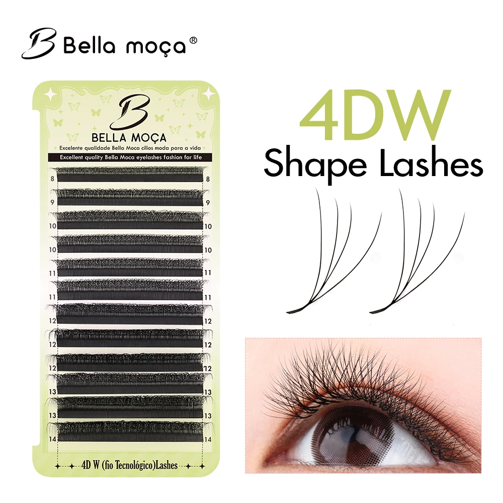 Фото Bella moça 4DW Lashes 8-14mm D Curl 0.07 Черный/Коричневый Натуральные Мягкие Ресницы №4