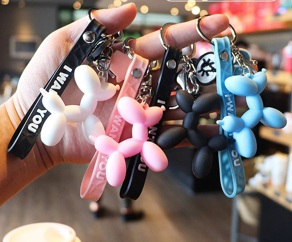 

Модный брелок для ключей стерео с милым воздушным шаром и собакой, необычная мультяшная бижутерия, брелок с подвеской для сумки в автомобил...