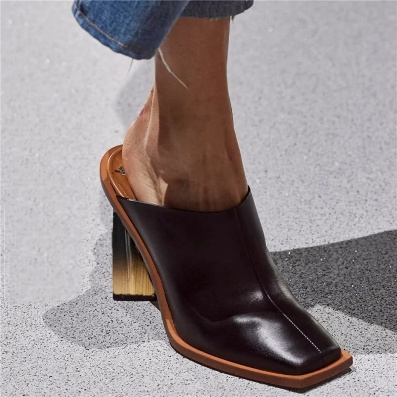 slingbacks sexy pumps high heels leather shoes square toe women pumps party dress shoes spring summer footwear sandals slippers