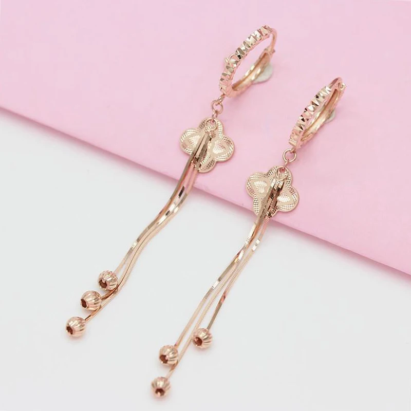 

Женские Висячие серьги с кисточками, розовое золото 585 пробы, 14 к