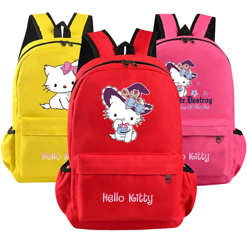 

Kawaii Sanrio Hello Kitty Backpack for Boy Girl Hildren Back To School Schoolbag Student Backpack Uzumaki Lightweight Bags Women