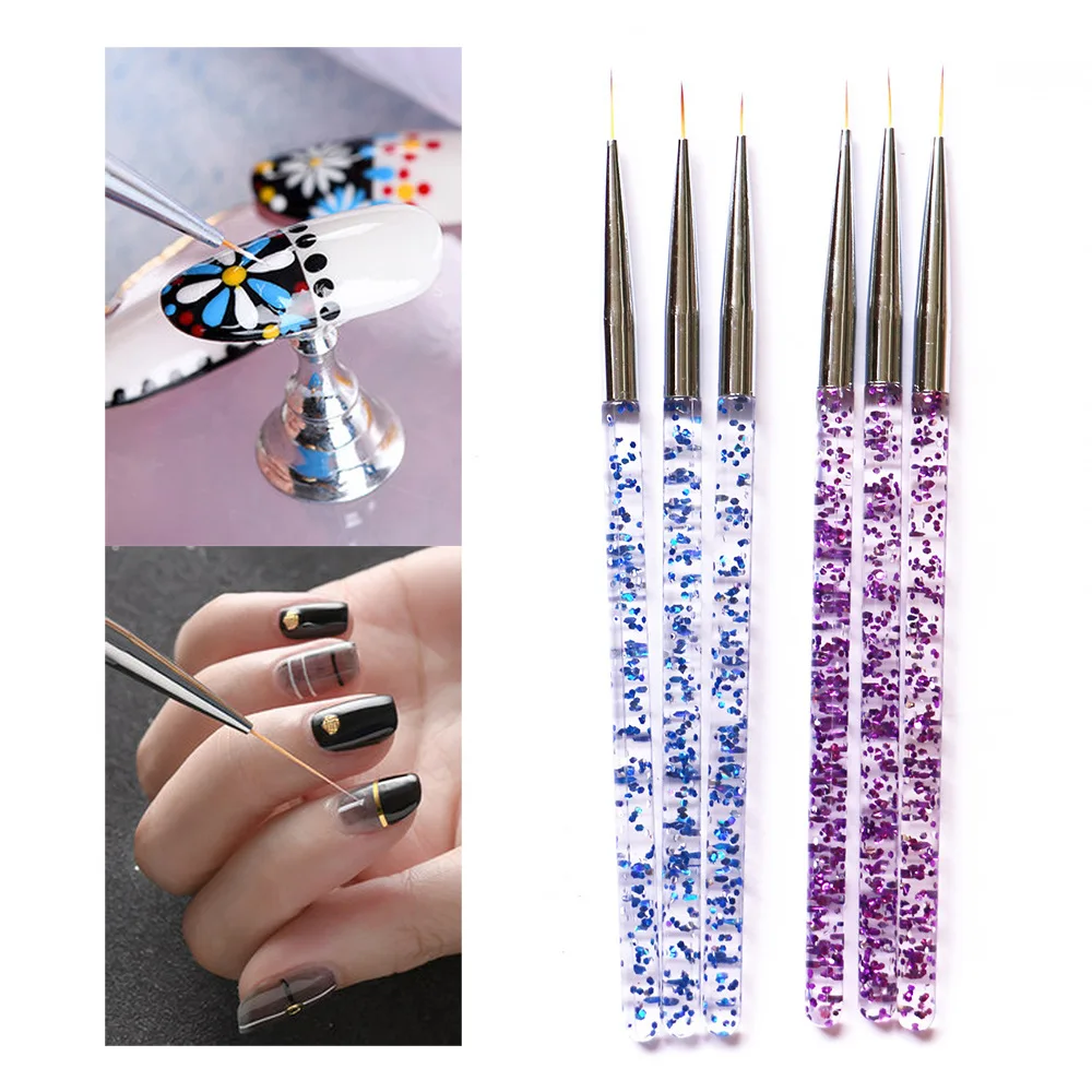 

Acrylic Nail Art Liner Brushes Set 3D Tips Manicure Decoration Drawing Brush Liner Brush Pen UV Gel Brushes Painting Tools