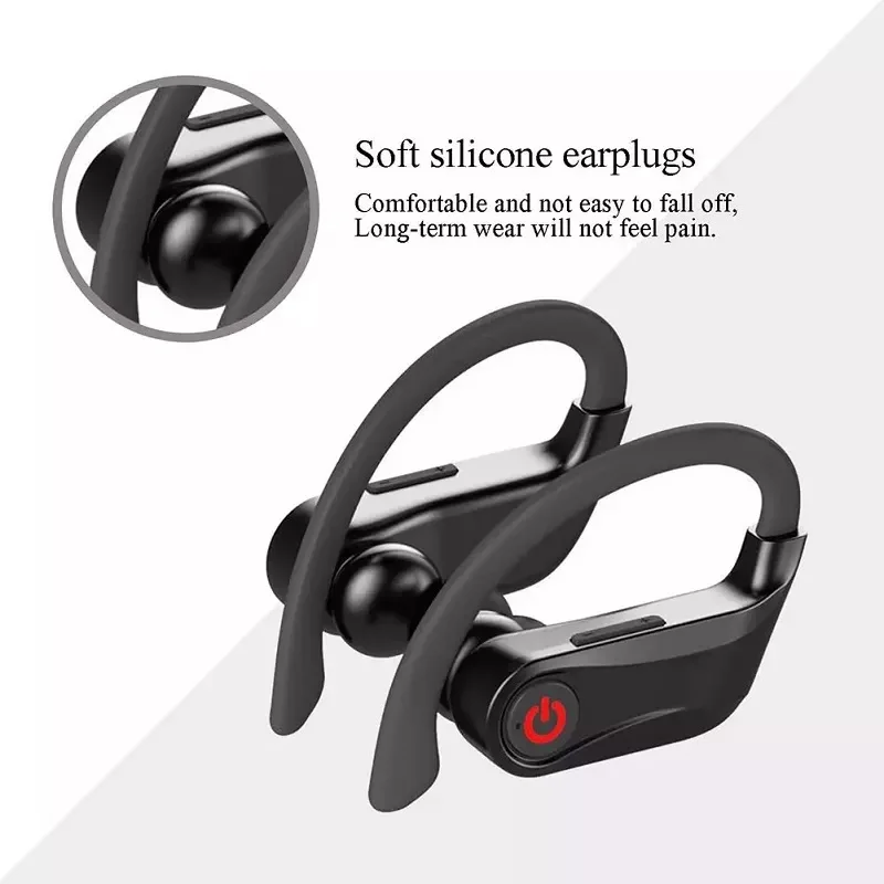 

Sports Bluetooth Wireless Headphones with Mic IPX5 Waterproof Ear Hooks LED Display Bluetooth Earphone HiFi Stereo Music Headset