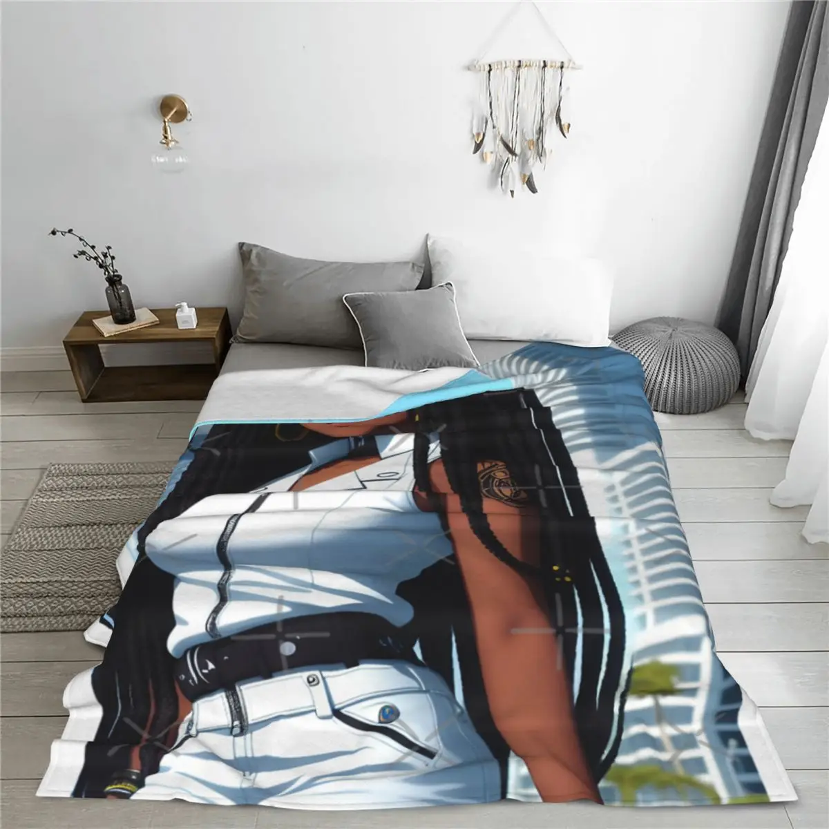 Черное одеяло в стиле аниме для девушек чистый гворл мехацетатическое покрывало