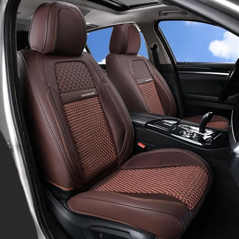 

Leatherette Seat Cushions, Front and Rear Seat Protectors, Auto Seat Covers Fit for Most Vehicles Brown