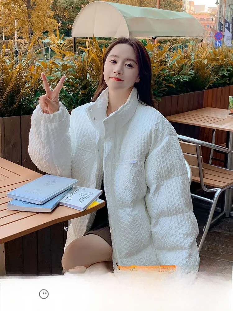 Белый пуховик Design Sense одежда с хлопковой подкладкой женская зимняя студенческая