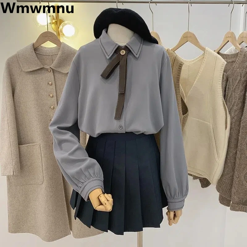 

Corduroy Lantern Sleeve Vintage Loose Shirts Spring Elegant Casual Blouse New Korean Tops Female Fashion Blusas Para Mujer