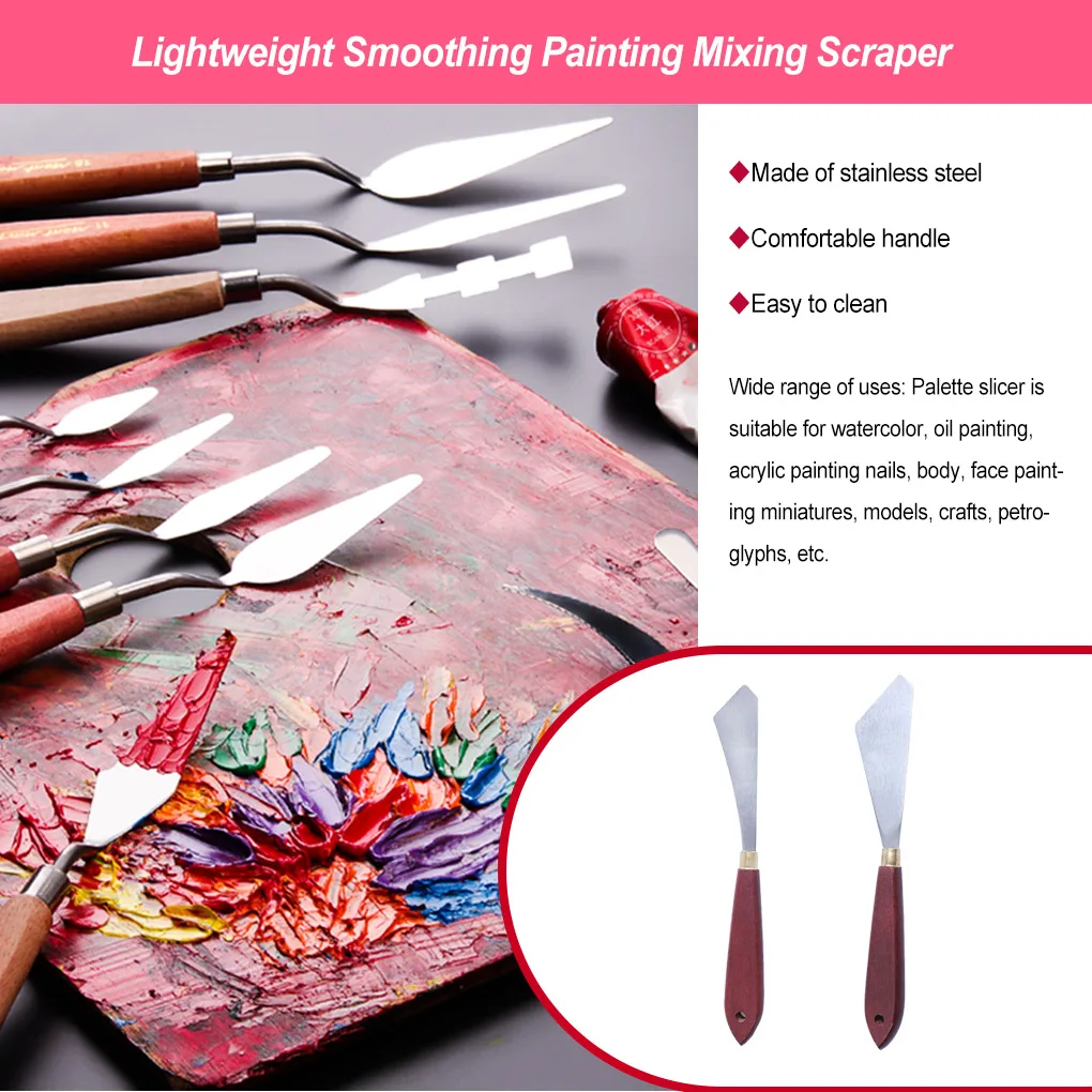 

Painting Mixing Scraper Smoothing Spreading Palette Slicer Sturdy Smudging Art Spatula for Watercolor Oil Acrylic 6pcs