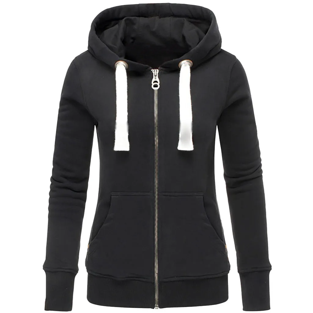 

Женский однотонный свитшот на молнии с капюшоном и длинным рукавом, пуловер, женские свитшоты и толстовки, пуловер, свитшот с капюшоном для ...