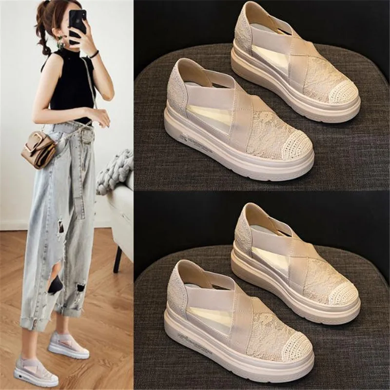 New Beige Women Shoes Fisherman Shoes Woman Mesh Breathable Flat Soft Bottom Women Peas Shoes Womans Shoes Black Flats Shoes