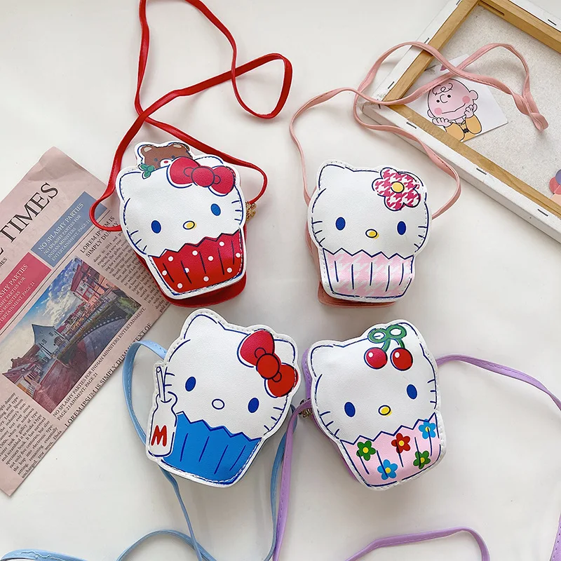 

New Sanrio Kawaii Hellokitty Pu Cross-Body Bag Cartoon Anime Kids Shoulder Bag Portable Travel Storage Bag Girls Kids Gift Toys
