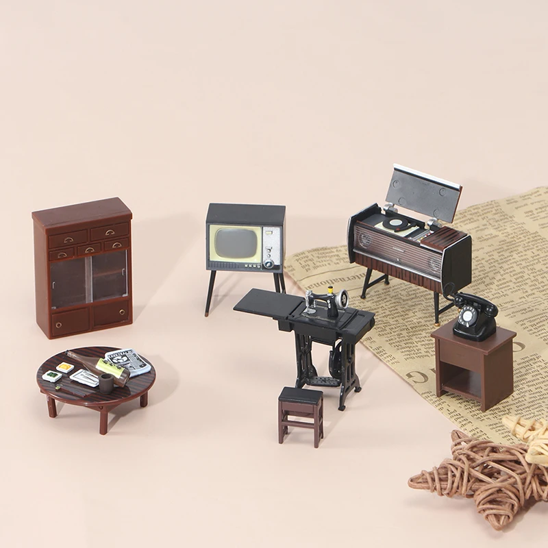 

1:18 Dollhouse Miniature Furniture Set Sewing Machine TV Cabinet Table Model Toy Furniture Mini Accessories