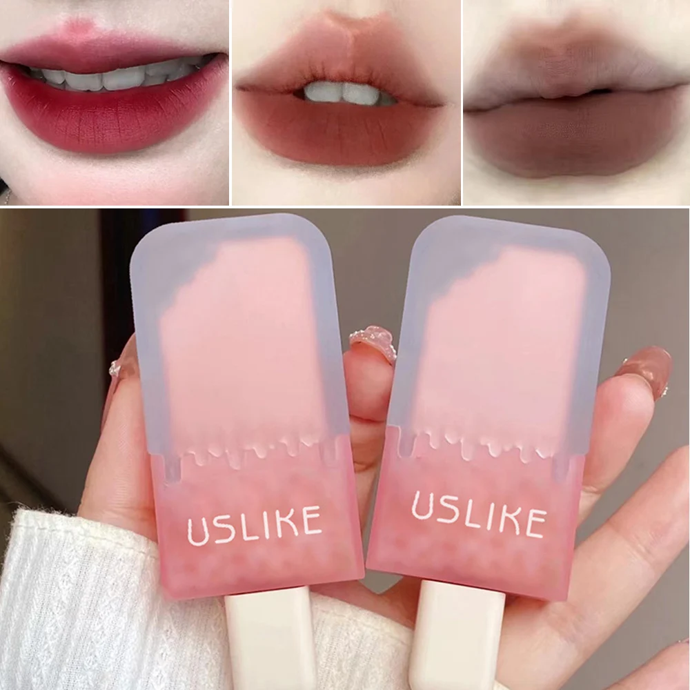 

Matte Lip Gloss Velvet Satin Lipstick Lip Tint Ice Cream Lip Glaze Waterproof Long Lasting Beauty Woman Lips Makeup Cosmetics