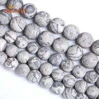 natural matte grey map stone round loose spacer beads for jewelry making diy bracelets necklaces 4 6 8 10 12mm 15