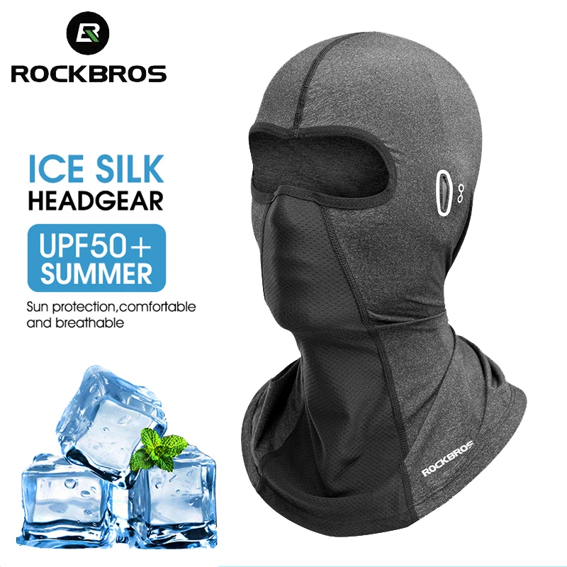 ROCKBROS Summer Cool Women Men Hat Anti-UV Full Face Mask Motorcycle Helmet Balaclava Ice Silk Breathable Dustproof Cycling Cap