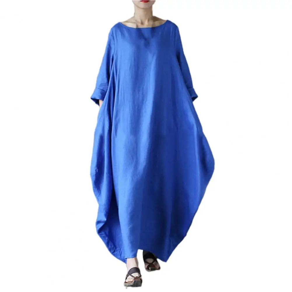 

Women Spring Dress 2022 Vintage Plus Size Loose Round Neck Spring Dress for Daily Wear