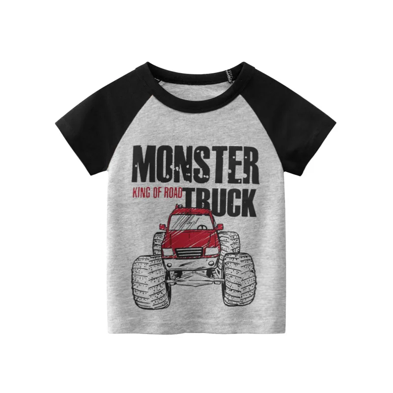 

2023 Kids Boy T-shirt Girl Cartoon Tops Truck Print Baby Cotton Tees Summer Clothes Toddler T Shirts Children Top Dropship 2-10Y