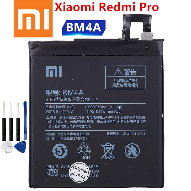 Xiao Mi 100% Оригинальный телефонный аккумулятор 4050 мАч BM4A телефонные батареи для Xiaomi