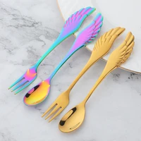 gift tableware creative 304 stainless steel feather spoon fork wings coffee spoon fruit fork small gift