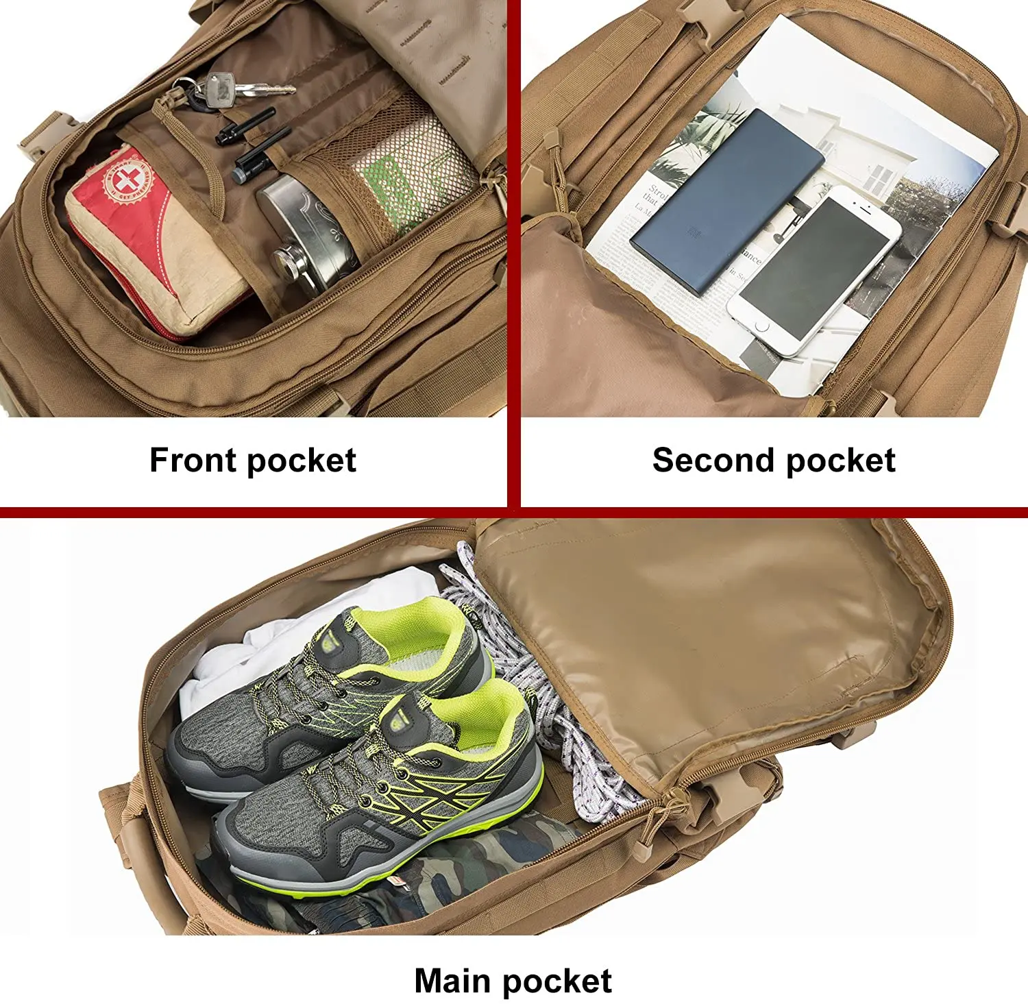 Bug Out Bag Tactical Backpack for Men Molle Military Hunting Heavy Duty Backpack Camping Hiking Outdoor